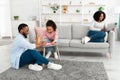 Happy black family spending time at home together Royalty Free Stock Photo