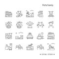 Domestic pets care line icons set. Editable