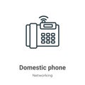 Domestic phone outline vector icon. Thin line black domestic phone icon, flat vector simple element illustration from editable Royalty Free Stock Photo