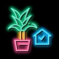 domestic potting flower neon glow icon illustration