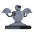 Domestic robot waiter icon cartoon vector. Plate server