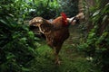 Domestic red rooster bird chicken pet Royalty Free Stock Photo
