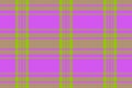 Domestic seamless vector plaid, 40s texture background pattern. Trendy fabric check textile tartan in purple and lime colors