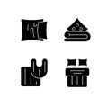 Domestic textile black glyph icons set on white space