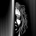 Domestic Violence Abuse Against Women Right Scared Fear Horror Monochrome