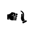 Domestic Violence icon. Stop Violence. Domestic Abuse. Fist as symbol of Violence. Icon Fist and Stop Hand Gesture