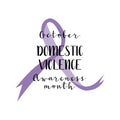 Domestic violence. Purple awareness ribbon. Femicide, feminicide concept