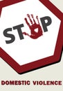 Domestic violence stop. Red stop signal