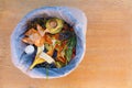 Domestic waste for compost from fruits and vegetables in garbage bin Royalty Free Stock Photo