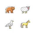 Domestic and wild animals RGB color icons set Royalty Free Stock Photo