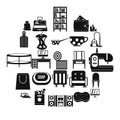 Domesticity icons set, simple style