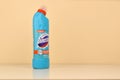 Domestos Blue bottle. Domestos is a household cleaning range which contains bleach manufactured by Unilever Royalty Free Stock Photo