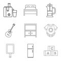 Domicile icons set, outline style Royalty Free Stock Photo