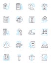 Domicile for sale linear icons set. Residence, Property, Homestead, House, Mansion, Estate, Villa line vector and