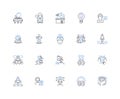 Dominance line icons collection. Power, Control, Command, Supremacy, Authority, Reign, Mastery vector and linear