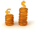 Dominance of USA Dollar over Euro Royalty Free Stock Photo