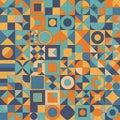 Dominant colors are blue orange and beige arranged in a grid like format Royalty Free Stock Photo