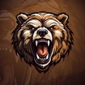 Bold Grizzly Bear Logo: Striking Vector Graphic for Athletic and Gaming Teams Royalty Free Stock Photo