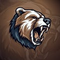 Dominant Grizzly Bear Logo: Commanding Vector Graphic for Winning Teams in Sports and E-Sports Royalty Free Stock Photo