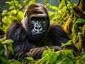 Dominant mountain gorilla in rainforest. Uganda. Bwindi Impenetrable Forest National Park