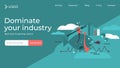 Dominate your industry flat vector illustration sales landing page template design