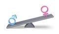 Dominating male over female sign on seesaw