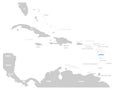 Dominica blue marked in the map of Caribbean. Vector illustration