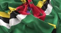 Dominica Flag Ruffled Beautifully Waving Macro Close-Up Shot Royalty Free Stock Photo