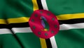 Dominica Flag. Waving Fabric Satin Texture of the Flag of Dominica 3D illustration. Royalty Free Stock Photo