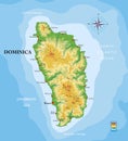 Dominica island highly detailed physical map