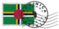 Dominica Mahaut Stamp National Flag and Postmark Royalty Free Stock Photo