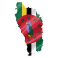 Dominica Map with Flag Royalty Free Stock Photo