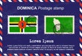 Dominica Postage stamp, vintage stamp, air mail envelope. Royalty Free Stock Photo