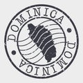 Dominica Stamp Postal. Map Silhouette Seal. Passport Round Design. Vector Icon. Design Retro Travel.