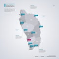 Dominica vector map with infographic elements, pointer marks