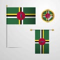 Dominika mávání vlajka odznak vektor 