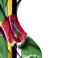Dominica waving satin flag isolated on white background Royalty Free Stock Photo