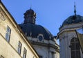 Dominican cathedral dome and architecture on blue sky background in historic old city in Lviv, Ukraine Royalty Free Stock Photo