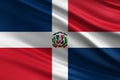 Dominican Republic flag with fabric texture, official colors, 3D illustration Royalty Free Stock Photo