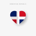 Dominican Republic heart shaped flag. Origami paper cut Republica Dominicana national banner