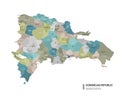 Dominican Republic higt detailed map with subdivisions. Administrative map of Dominican Republic with districts and cities name,