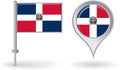 Dominican Republic pin icon and map pointer flag