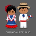 Dominicans in national dress with a flag.