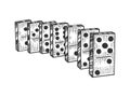 Domino bones line chain sketch engraving vector