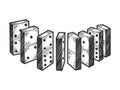 Domino bones line chain sketch engraving vector