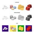 Domino bones, stack of chips, a pile of mont, playing blocks. Casino and gambling set collection icons in cartoon,flat Royalty Free Stock Photo