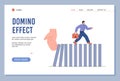 Domino effect business concept for web banner page, flat vector illustration. Royalty Free Stock Photo