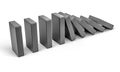Domino effect concept. Falling blocks symbolizing risk, strategy, and business challenges. Illustration for business