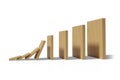 Domino effect concept with wooden pieces - 3d rendering