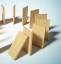 Domino effect concept with wooden pieces - 3d rendering